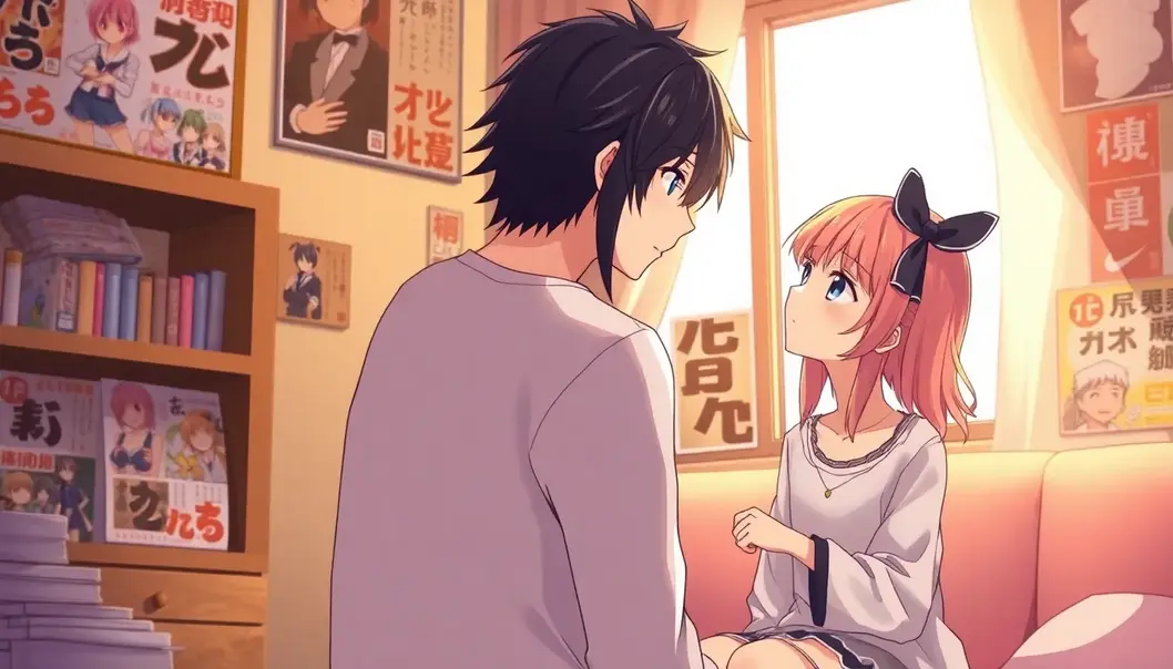 Two anime-style characters engaging in a heartfelt conversation.
