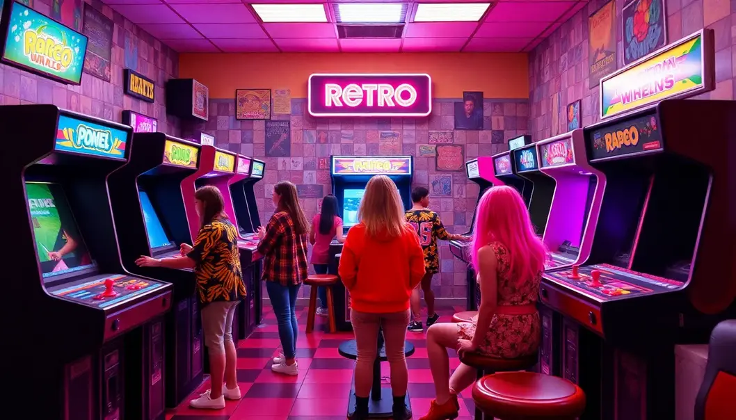 Retro aesthetics: pixels and patterns merge in 80s gaming.